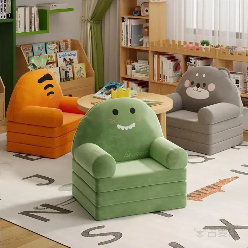 Plush Children’s Couch Foldable Backrest Armchair Cute and Comfortable Sofa Bed for Kids Perfect for Bedrooms