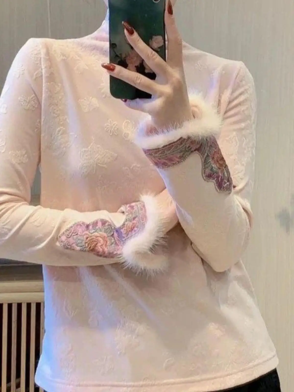 

Sweet Youthful Pink V-Neck Women's Knitwear Slim Fit Inner Wear Autumn Winter Padded Coat Korean Style Slimming Sweater