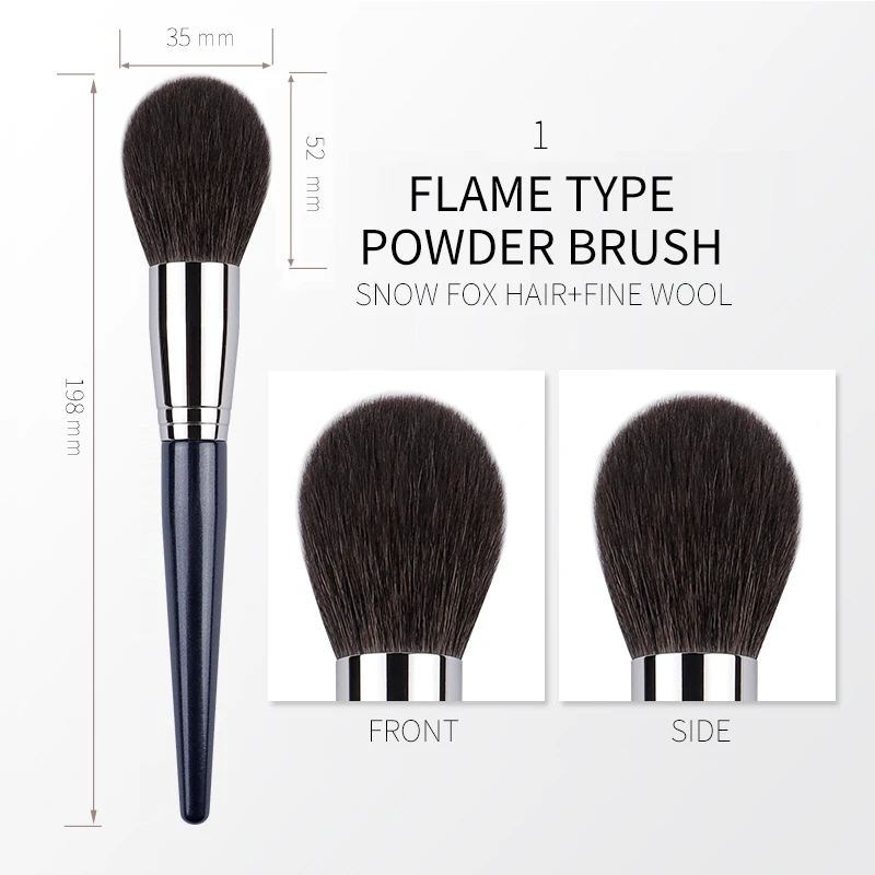 

Flame Shape Powder Brush Soft Snow Fox & Wool Hair Large Face Makeup Brush for Setting Powder