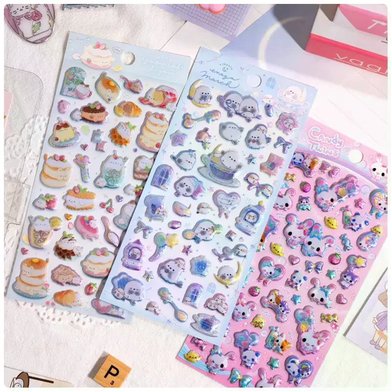 

1/2 Sheets Scrapbooking DIY Journaling Cute Stationery Diary Decals Candy Color Animals Flash Decor Stickers Gift
