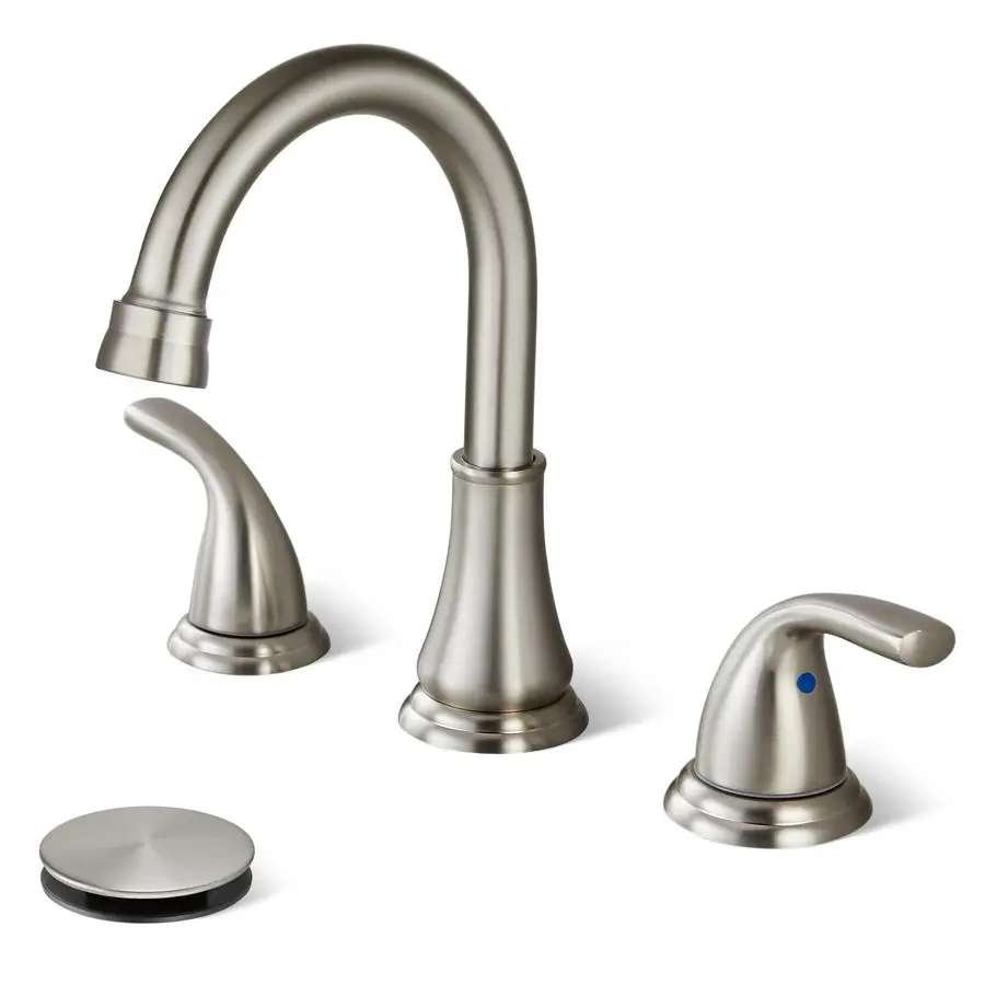 

Смеситель для раковины в ванную комнату, на 3 отверстия, 8 дюймов, с 2 ручками, с выдвижным сливом, матовый никель