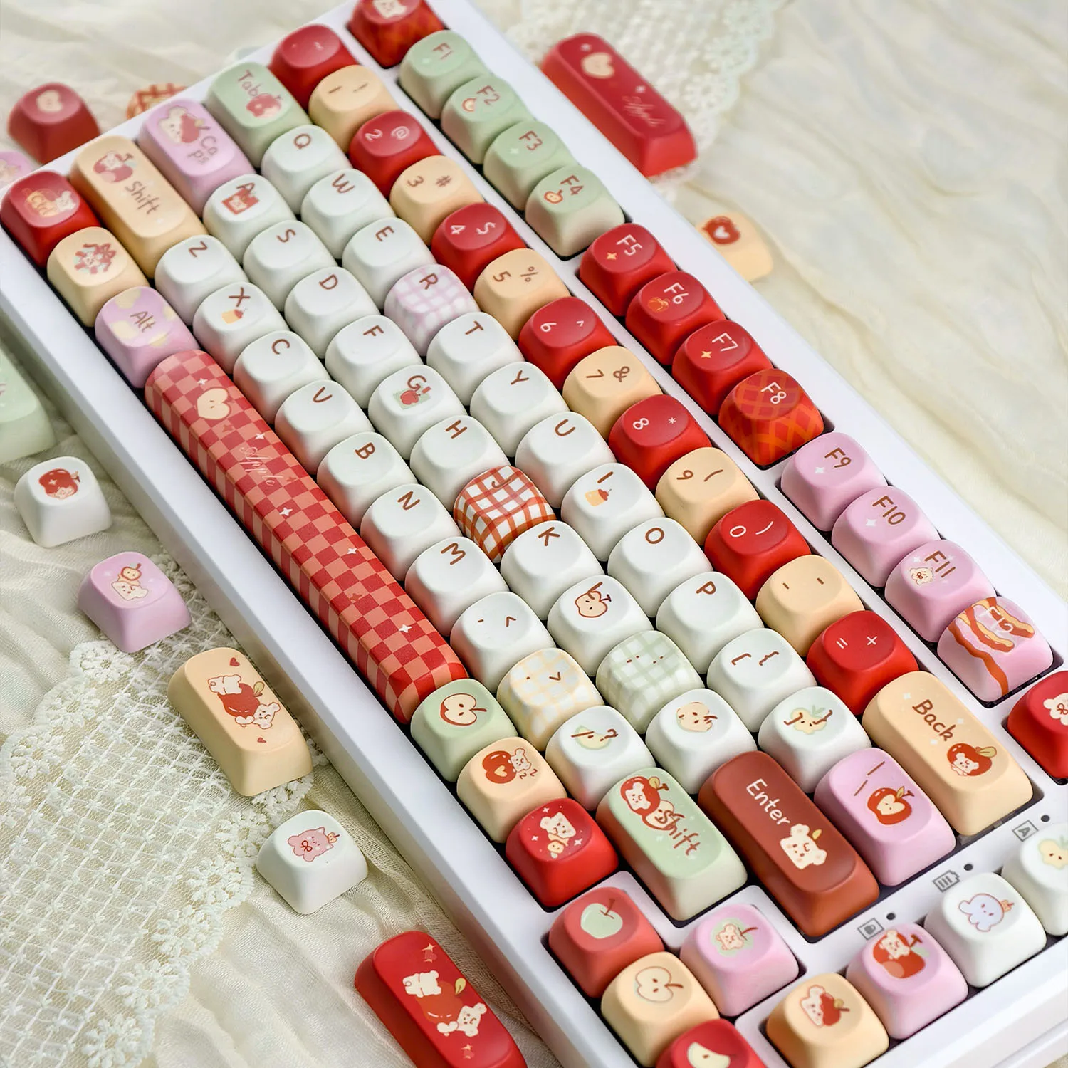 MAIMOOO English/Korean/Russian Keycap MOA Cherry Profile Cartoon Cute Fruit Red Custom PBT Keycaps for Mechanical Keyboard Gifts