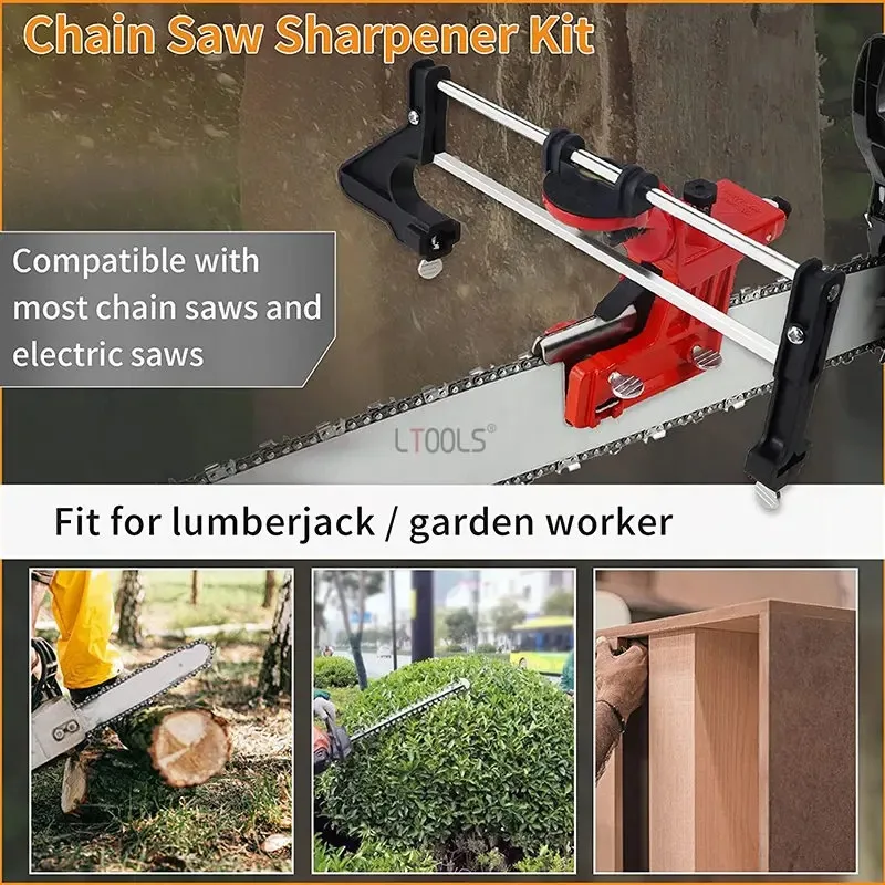 Bar Mounted Manual Chain Sharpener Chainsaw Saw Chain Filing Guide Tools Bar-Mount Fast Grinding Saw Hand Pushed Chains Grinder