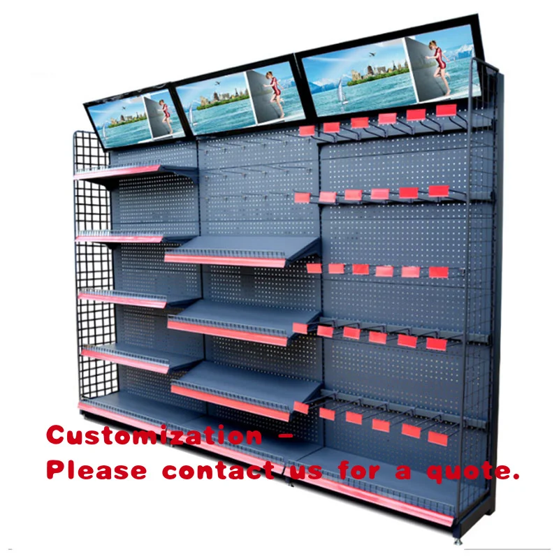 custom.Single Side Snack Rack Supermarket Store Shelf Convenience Store Gondola Rack Display Steel Groceries Shelves /Racking an