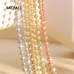 MIQIAO 925 Sterling Silver Italian Necklaces For Women Jewelry Ball Diamond Cutting Chain Female Necklace Long 40 45 50 55 60CM