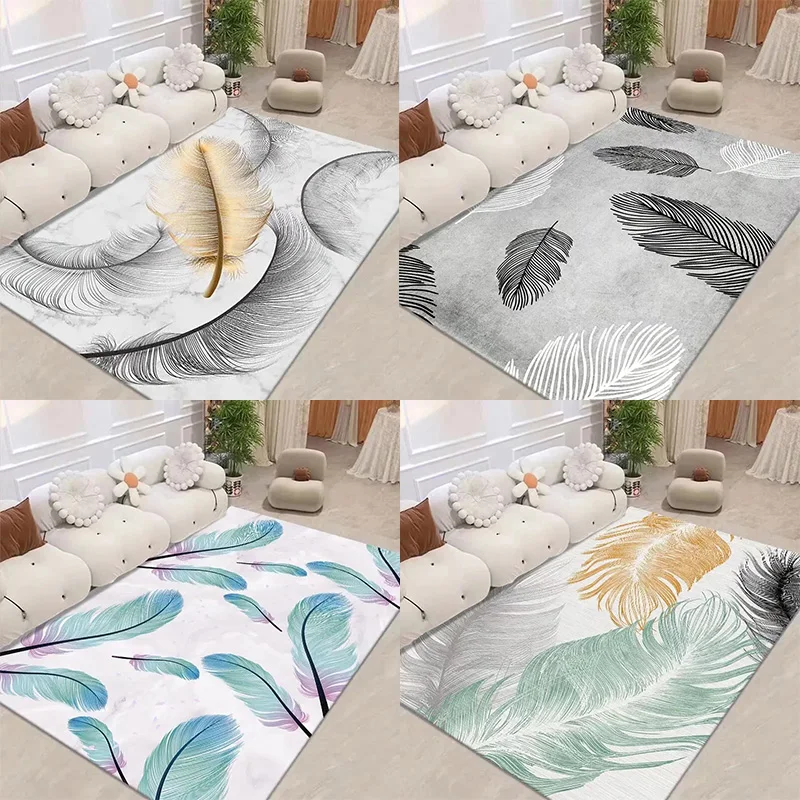 

Light Luxury Feather Rug for Soft Living Room and Modern Bedroom Non-Slip Decor