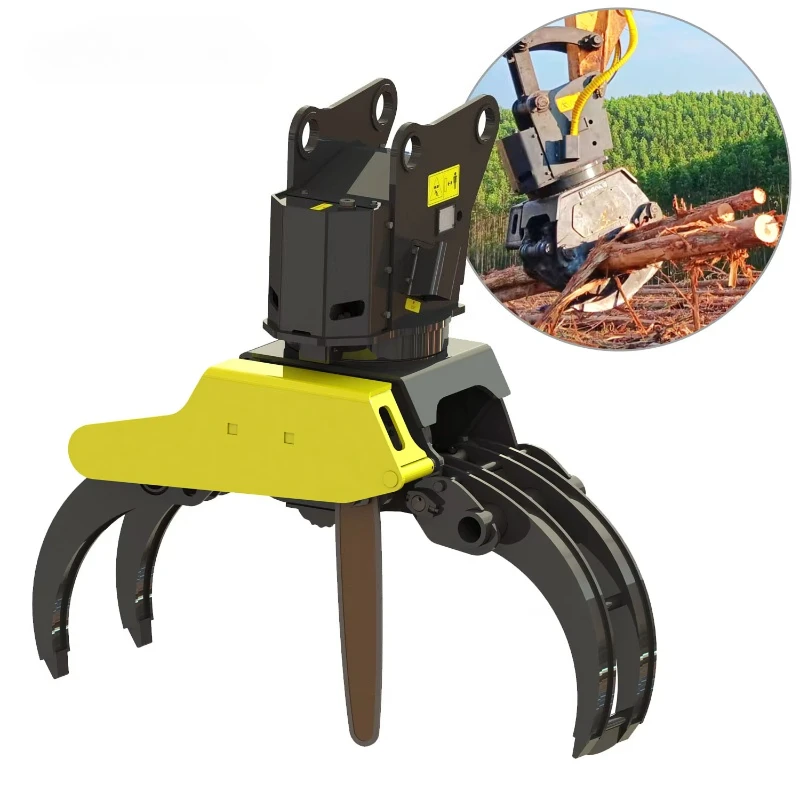 High Performance Heavy Duty Hydraulic Rotating Grapple Saw Attachment for 5 10 Ton Excavator Forestry Logging Tree Shear Tool
