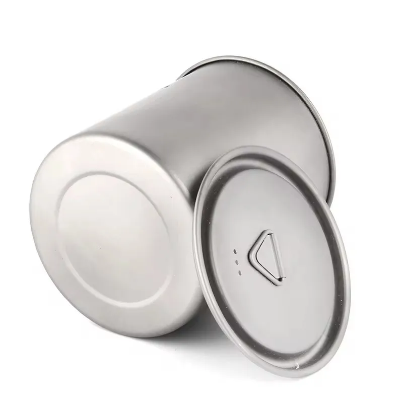 Lightweight Titanium Outdoor Cooking Cups, Foldable Handle Design, Available in 200ml to 750ml Sizes
