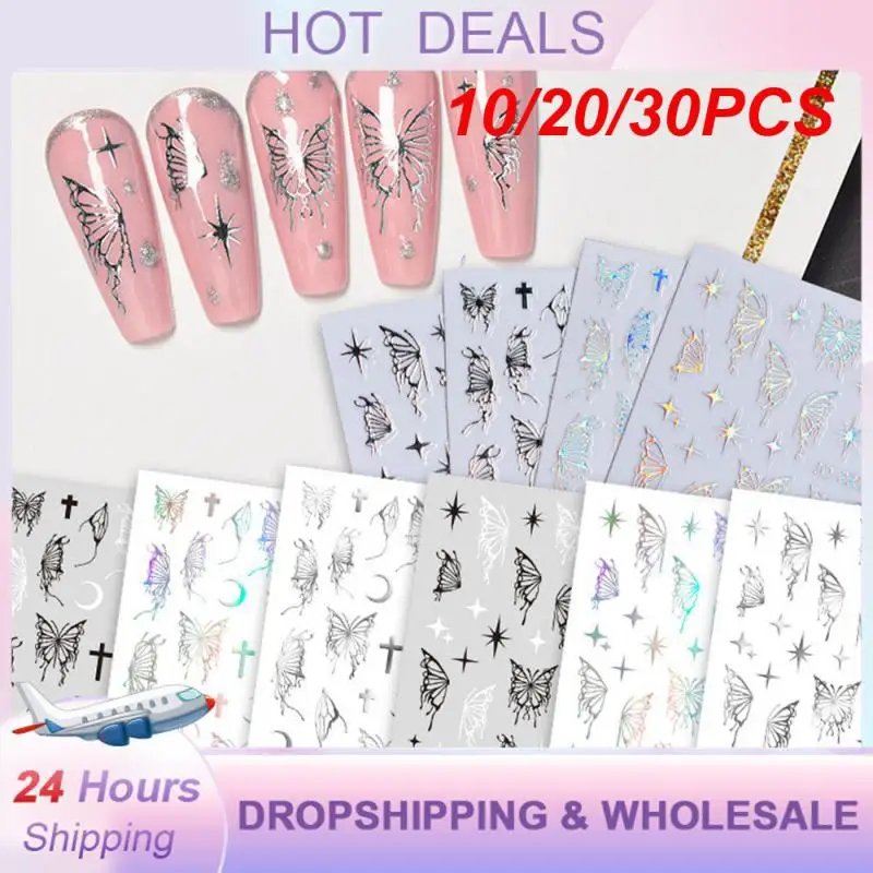 Design oco Fácil de usar Nail Art, único e criativo, Hot-selling elegante, popular borboleta, decoração de unhas na moda, 10 PCs, 20 PCs, 30PCs