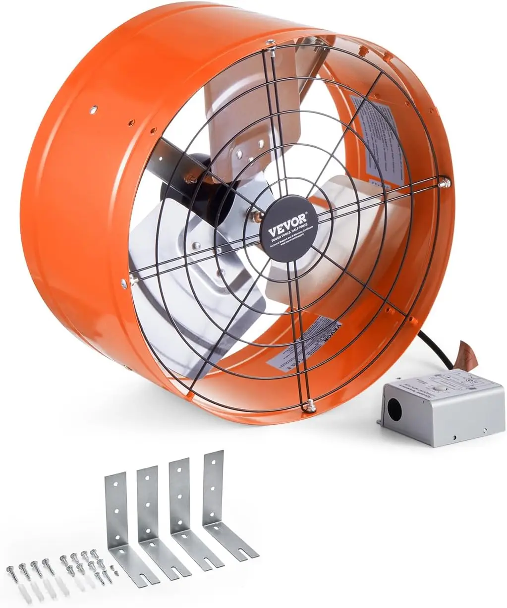 Gable Mount Fan, 15 Inch Attic Exhaust Fan with Adjustable Thermostat & Outer Mesh, 1650 CFM House Ventilator Cools Up to 2360 S
