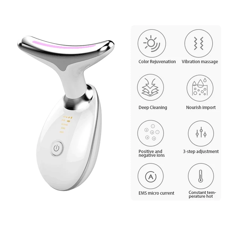 Facial Massager Led Photon Therapie Gezicht Lifting Apparaat Ems Aanscherping Verwarming Gereedschap Rimpel Remover Verminder Dubbele Kin Massager