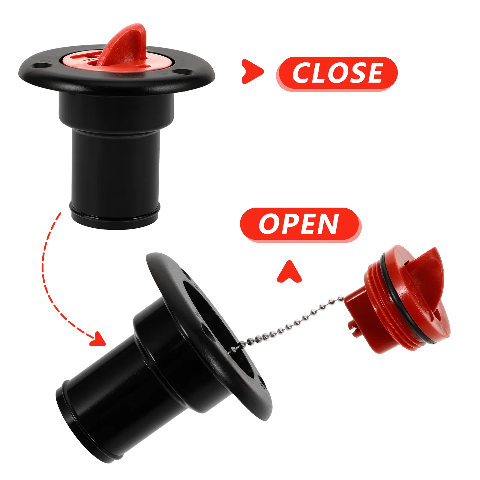 

Boat Gas Tank Lid Black Red Plastic Fuel Cap Replacement for Marine Boats Yacht Fuel Tank Oil Cover Boat Supplies