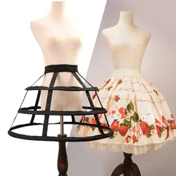 Woman Short Black Petticoat Lolita Dance Dress Ballgown Hollow Cage Pannier Crinoline Underskirt 2023