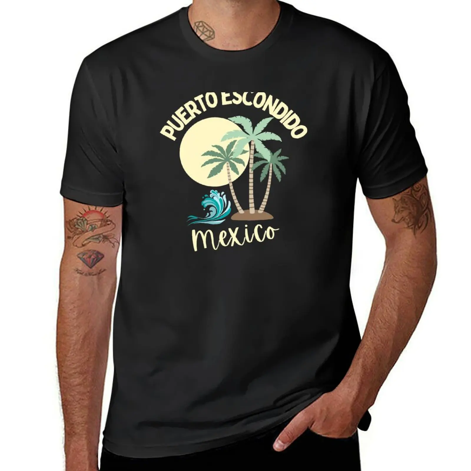 

Pastel Puerto Escondido Mexico - Pale Yellow - Beach / Vacation / Cruise T-Shirt Blouse customizeds mens t shirts