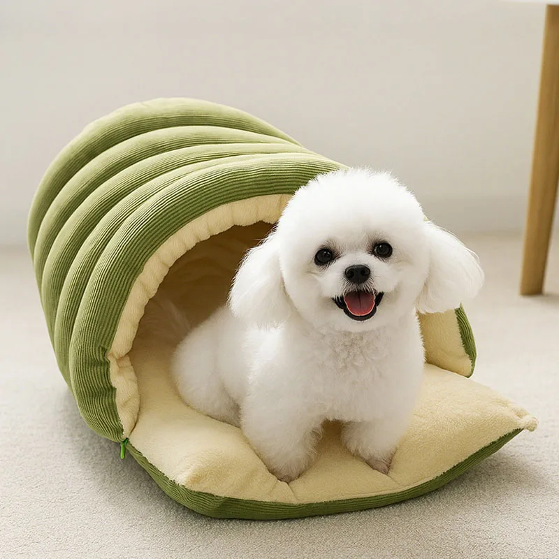 Winter Thermal Plush Cat Bed Winter Warm Enclosed House with Removable Washable Cover for Cats Small Pets