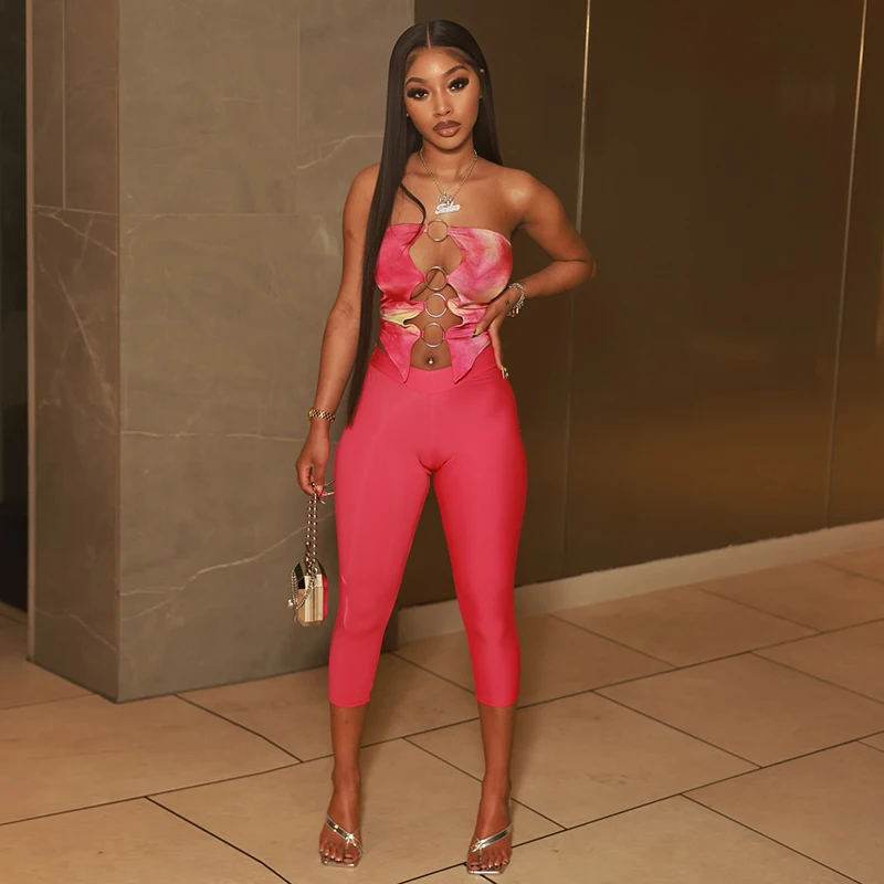 CUTENOVA المرأة ثلاثية الأبعاد مطبوعة دائرة المرقعة الجوف خارج تانك القمم نحيل مرونة الخصر 7 نقاط فستان أطفال مع سروال داخلي الصيف الشارع موضة مجموعة #4