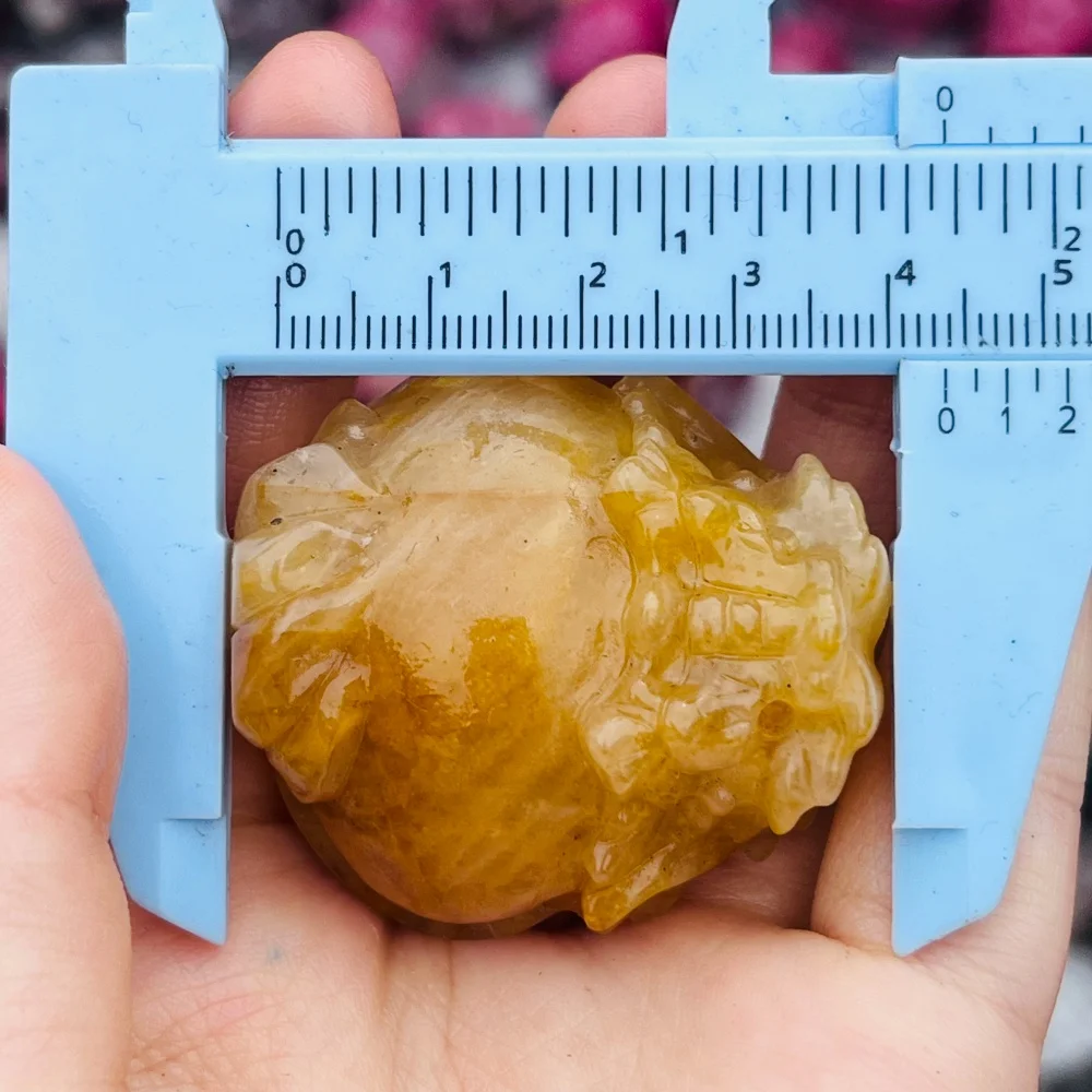 1pcs 4.4cm Natural Yellow Fire Quartz Pixiu Dragon Turtle Carving Polished Reiki Healing Feng Shui Energy Stone for Room Decor &