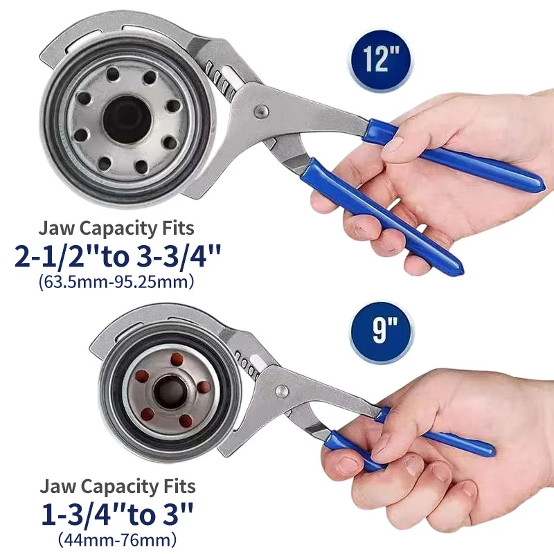 High Carbon Steel Clamp Filter Wrench Portable Auto Repair Tools Professional Adjustable 9/12 Inch Oil Filter Removal Tool