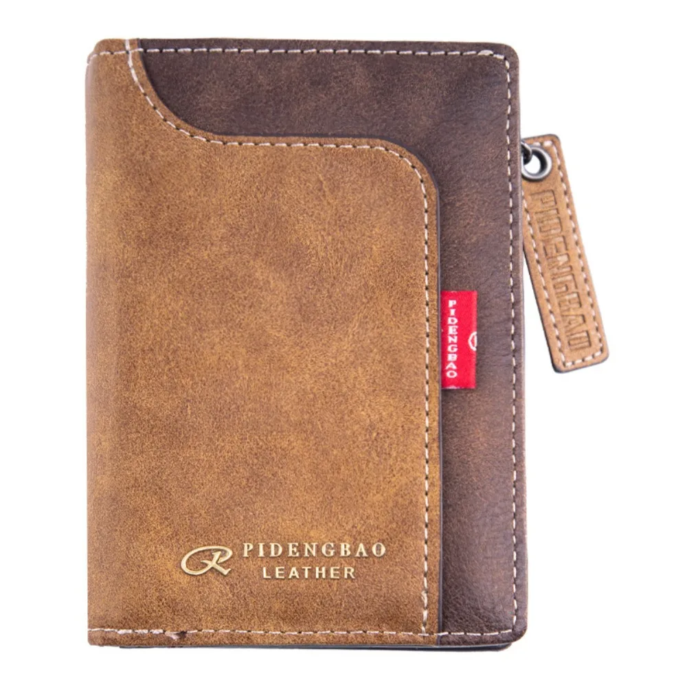 

Simple Classic Men's Short Wallet Anti Theft RFID Male Bifold Wallets Pu Leather Zipper Closure Credit Card Holder Daily