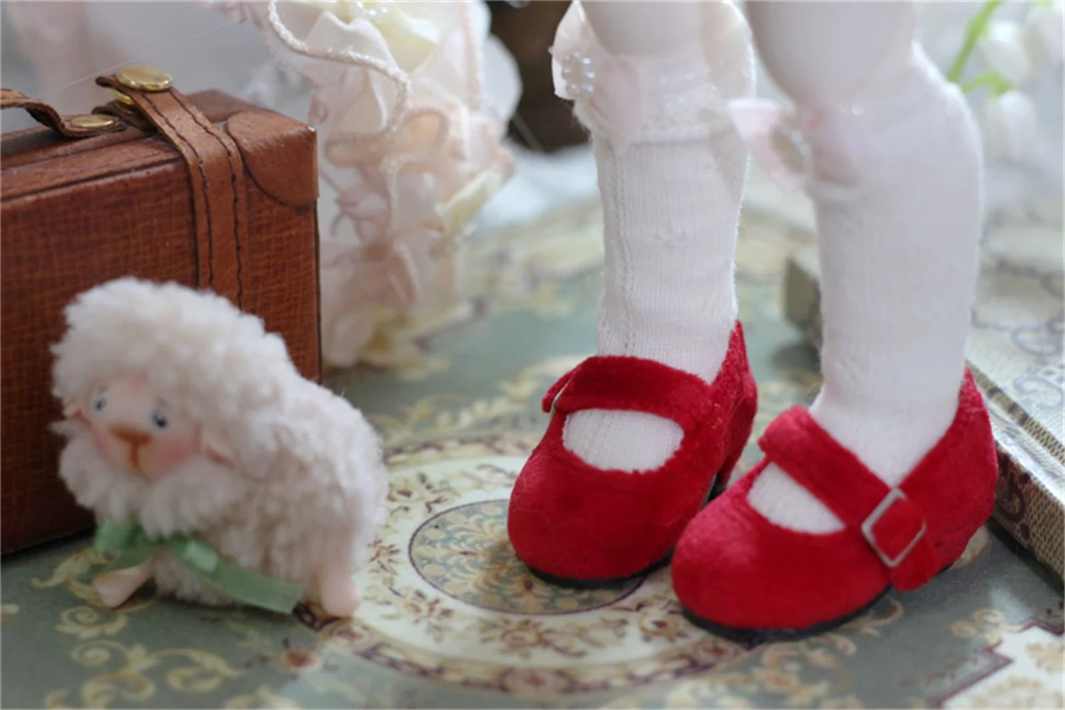 Zapatos de tacón alto de Velour para niñas, accesorios para muñecas BJD, 1/6