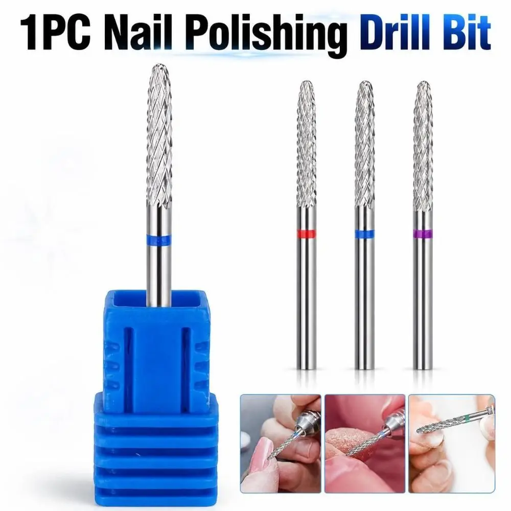 Stainless Steel Carbide Nail Drill Bit Front-mounted Cone‑shaped Nail Polishing Drill Bit Durable Cylindrical Manicure Drill Bit