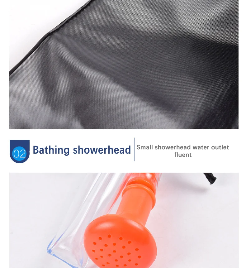 40L Outdoor-Badetaschen mit UV-Schutzbeschichtung, PVC-Solardusche mit Kunststoffschlauch, Outdoor-Badewassertasche zum Aufhängen – Detail 10