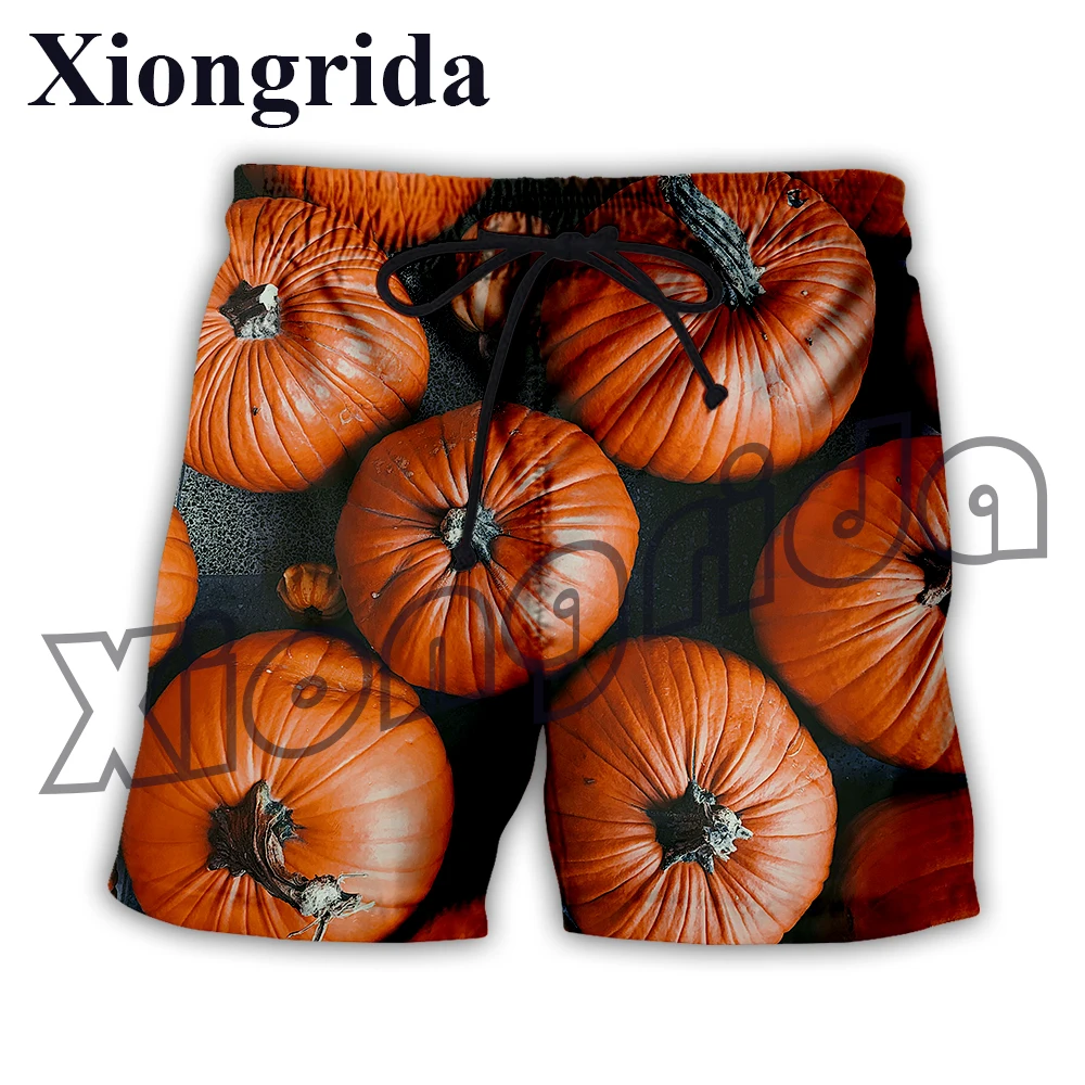 

Pumpkin Print Shorts Harajuku Beach Short Pants Simple Style 3D Vegetable Printed Shorts Men's Short Trunk Tracksuit Streetwear