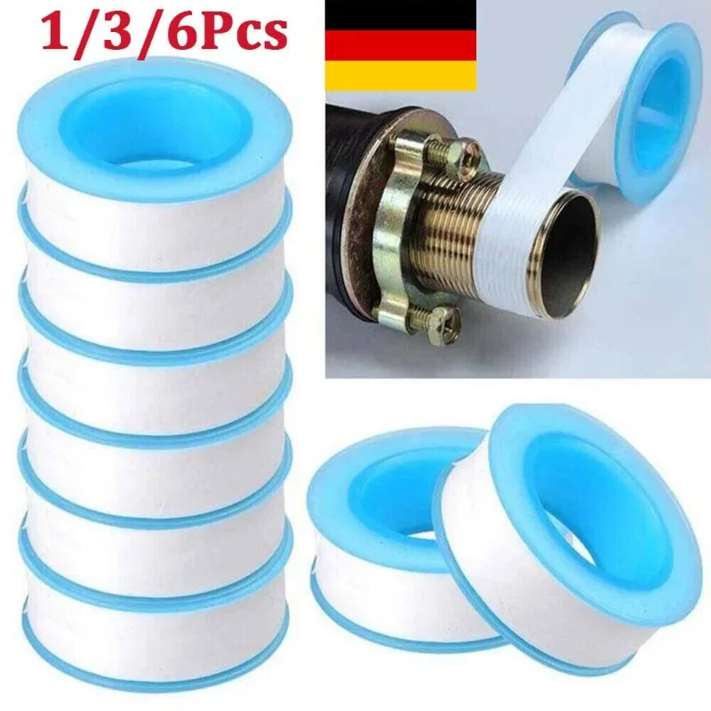 1/3/6Pcs PTFE White Threaded Sealing Tape Adhesive Plumbers Fitting Thread Seal Tape