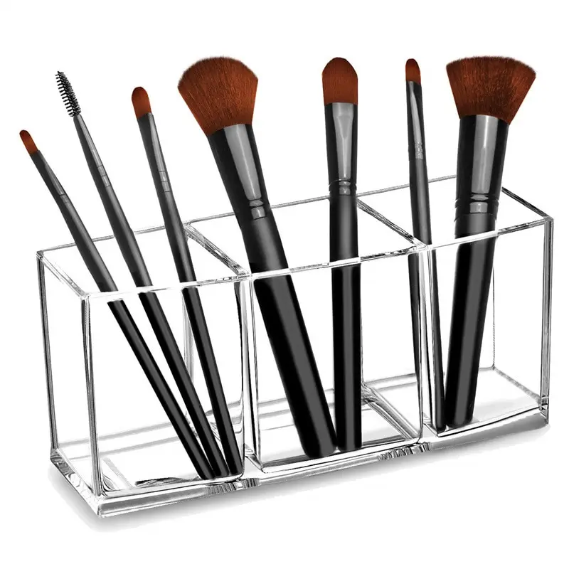 

3 Grid Clear Acrylic Makeup Organizer Cosmetic Storage Box Holder for Makeup Brushes Lipstick Nail Polish Jewelry Organizer