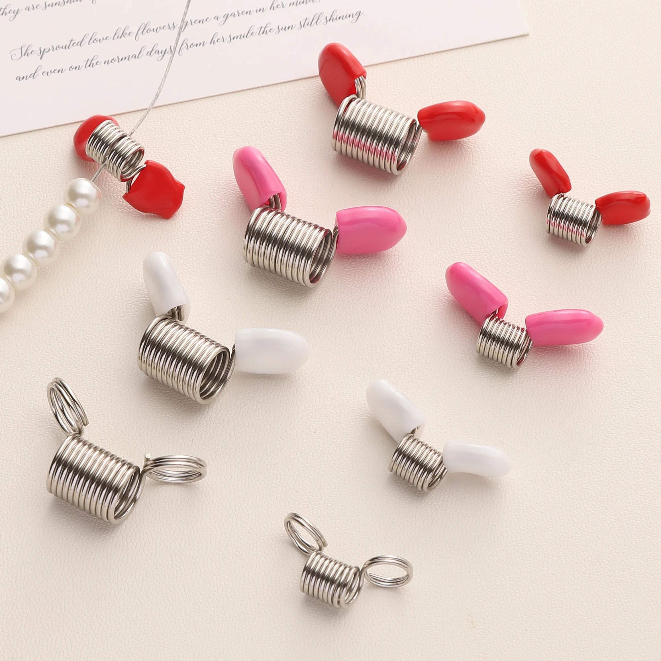 1Pc Stringing Bead Stoppers Spring End Fasteners Nickel Plating On Steel Small Stoppers Bracelet Tool Jewelry Making Supplies