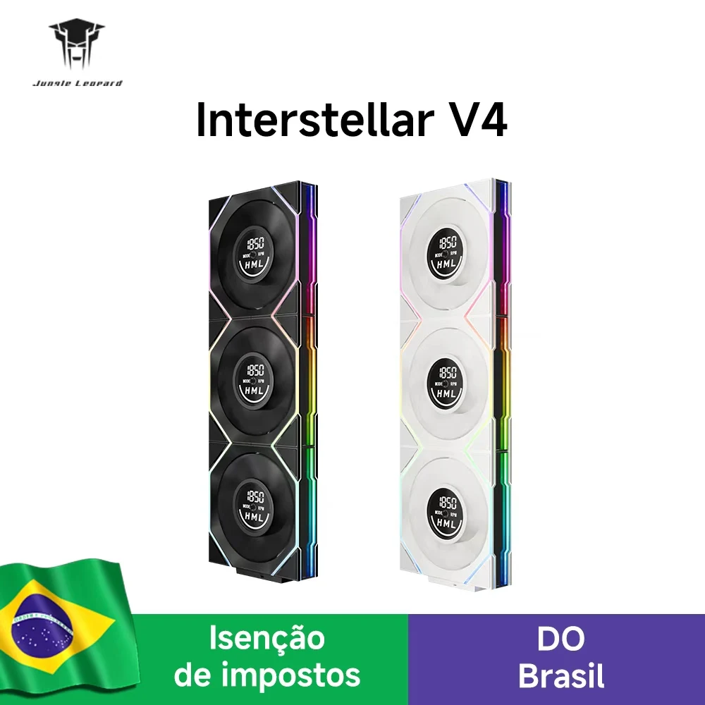 Ventilador de Gabinete Interstellar V4 120mm | Ventilador de Resfriamento para PC ARGB com Conexão em Cadeia | Display Digital de Três Modos | Espelho Infinito