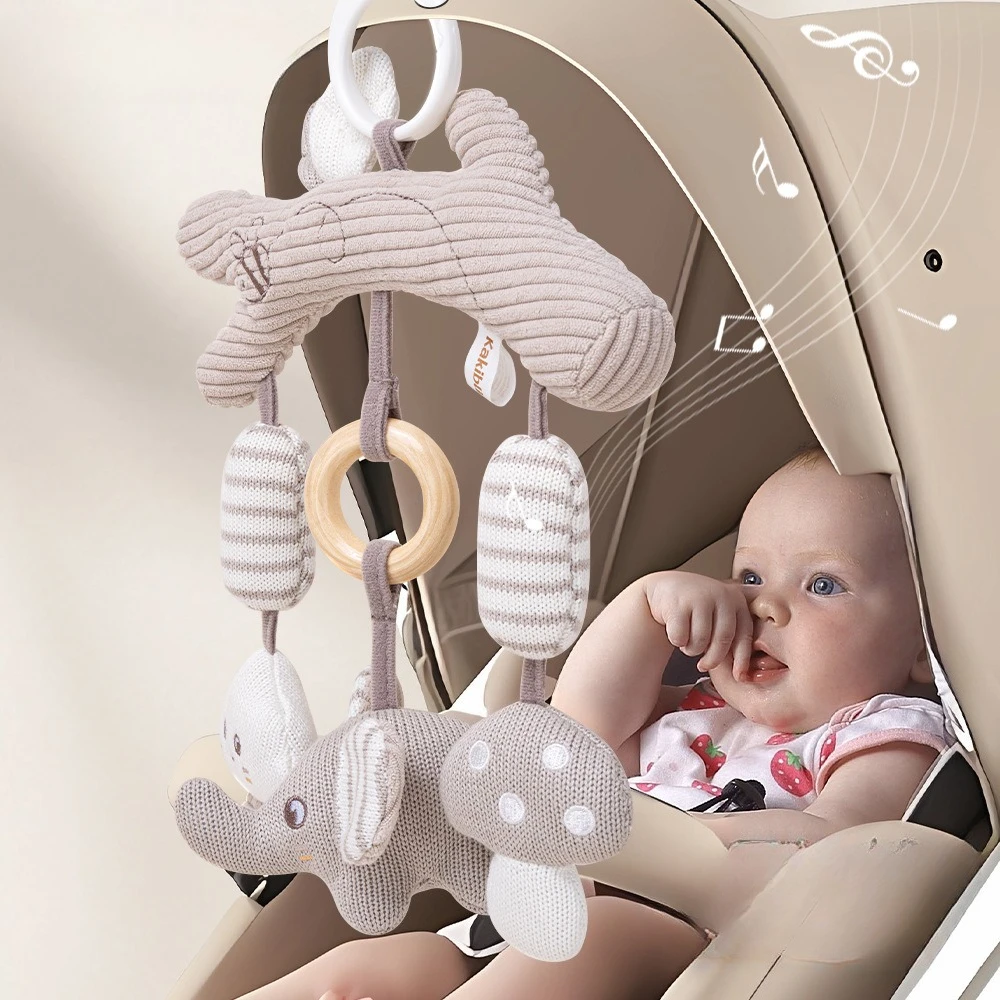 

Soft Animal Elephant Plush Toy Hanging Rattles for Baby Crib Car Safety Seat Travel Stroller Hanging Bell Plush Doll for Newborn