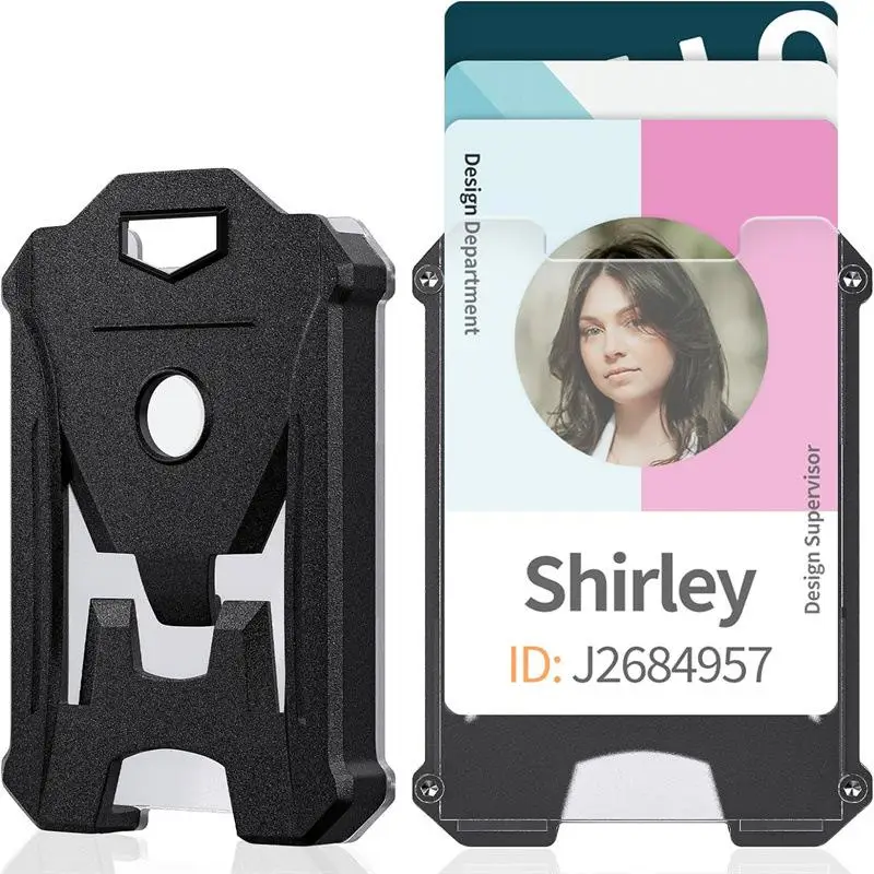 ID Card Holder Protective Cover Hard Plastic Case With Clear Window Heavy Duty Badge Holder For Office School