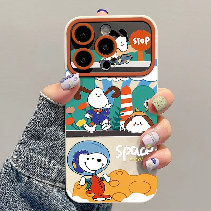 Casing silikon kartun Snoopy, sarung HP lembut tahan guncangan untuk Iphone 14 13 Pro Max 12 11 Xs X Xr 7 8 Plus Se