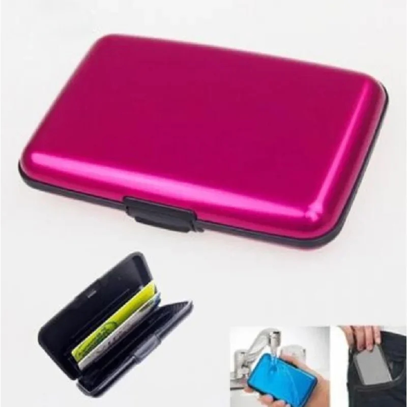 Glossy Multicolored Pocket Waterproof Wallet Business ID Credit Card Purse Cash Holder Aluminium Alloy(Outer) + Plastic( Inner)