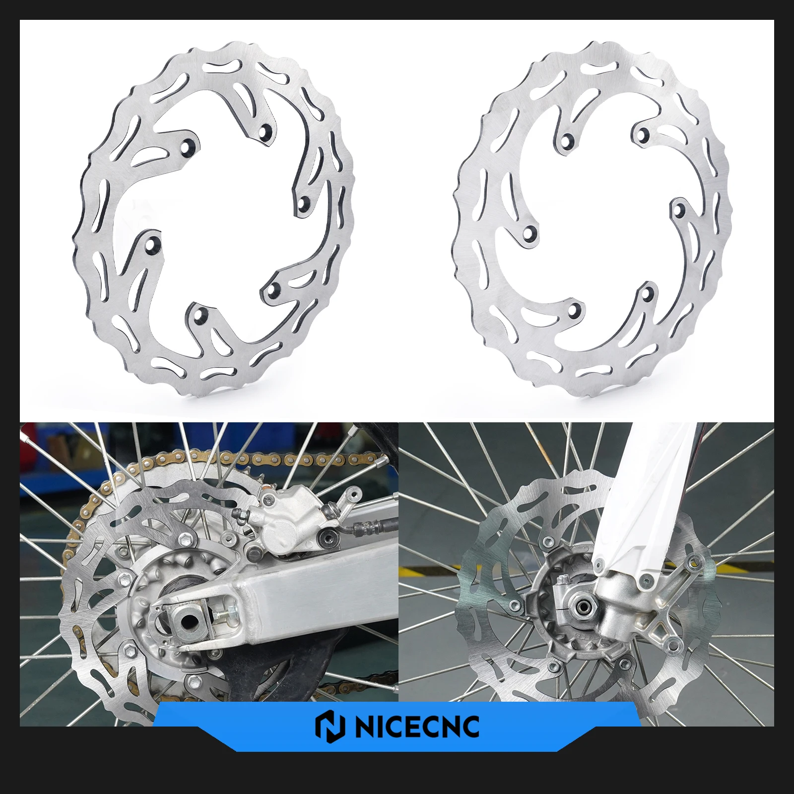 

NICECNC For Yamaha YZ125 YZ250 YZ250F YZ450F YZ250X YZ250FX WR250F WR450F 125 250 2001-2015 YZ Front ​Rear Brake Disc Rotor Kit