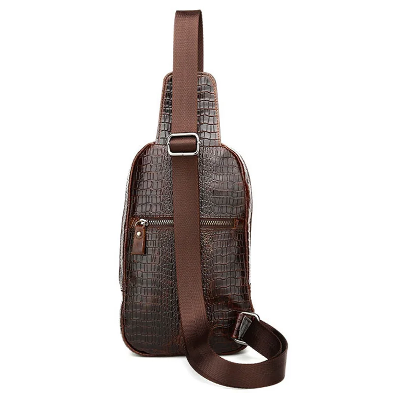 Crocodile pattern Genuine Leather Bags For Men Shoulder Male Cowhide Sling Shest Back pack Crossbody Messenger Handbag