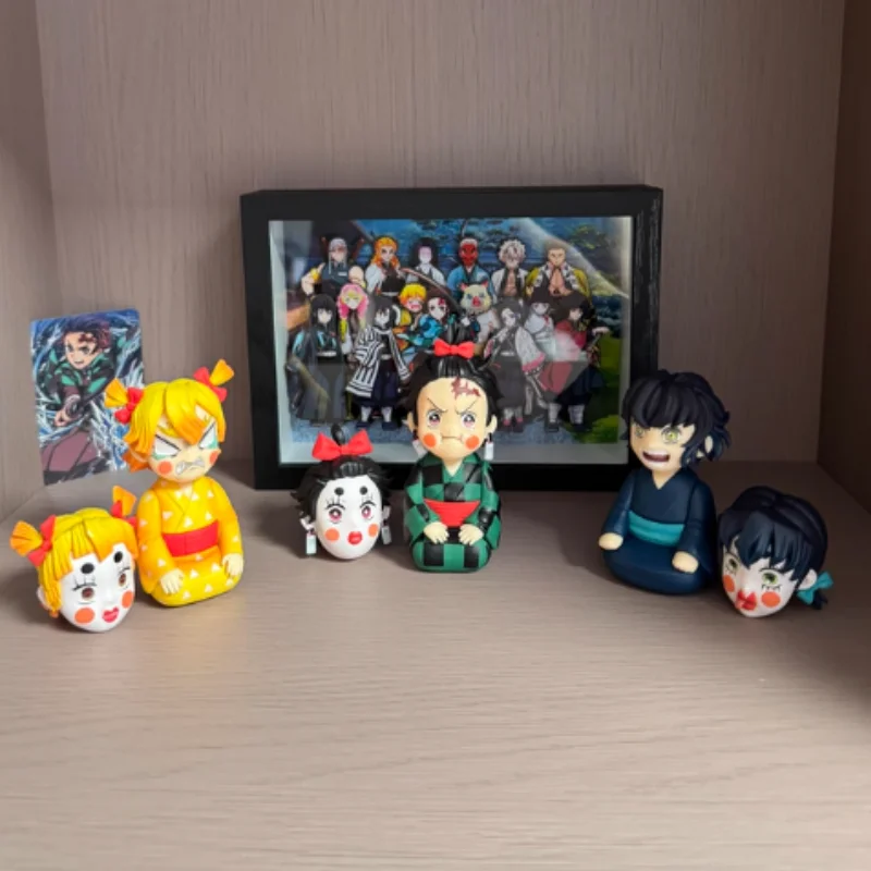 Kamado Tanjiro Agatsuma Zenitsu Hashibira Inosuke Anime Figuur Creatieve Figuur Model Decoratie Ornamenten Speelgoed Verrassing Gift