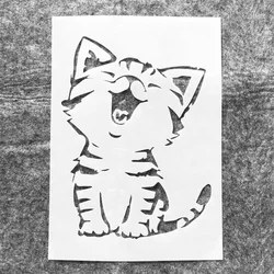 A4 29cm Kitten Cute Cat Cartoon Smile DIY Layering Stencils Wall Painting Scrapbook Coloring Embossing Album Decorative Template