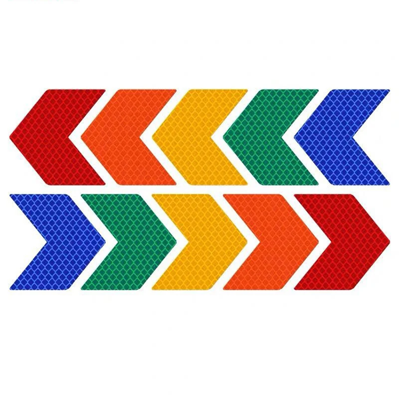 

10PCS/Set Arrow Shaped Reflective Stickers, Car Reflective Decal, Reflective Tape, Night Safety Stickers for Bicycle, Wheelchair