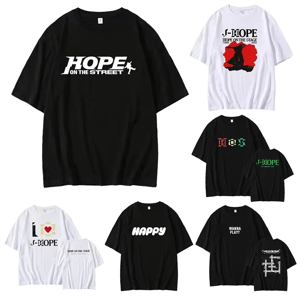 Esperança na fase rua kpop fã topo das mulheres dos homens camiseta J-HOPE la world tour feliz jin impressão gráfica o-pescoço verão casual tshirt