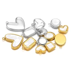 5pcs White Shell Butterfly Heart Charms Stainless Steel Gold Base Pendant for DIY Women Jewelry Making Earring Necklace Fittings