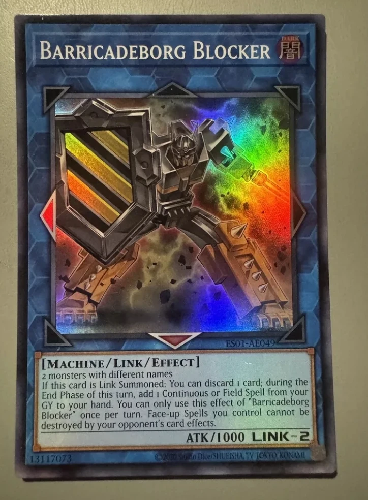 Yugioh KONAMI Duel Monsters ES01-AE049 Barricadeborg Blocker Super rzadka azjatycka angielska kolekcja Mint Card