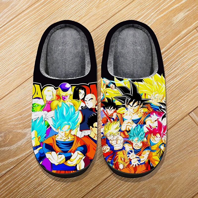 Custom Size Winter Home Soft Warm Cartoon Slippers For Adult Kids Anime DRAGON BALL Son Goku Cosplay Indoor Cute Slippers