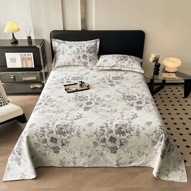 Vintage Style Floral Pattern 100% Cotton Bed Sheet Set Dark Color Flowers Luxurious Bedspread with Pillowcases Queen Bedding Set