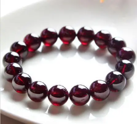 

Natural 12mm Red Garnet Crystal RoundBeads Stretch Bracelet 7.5'' AAA