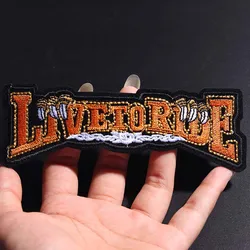 Orange Letter size: 14.3x5cm Patch Embroidered Applique Clothes Stickers Apparel Cycling motorcycle clothing Iron On DIY Badge