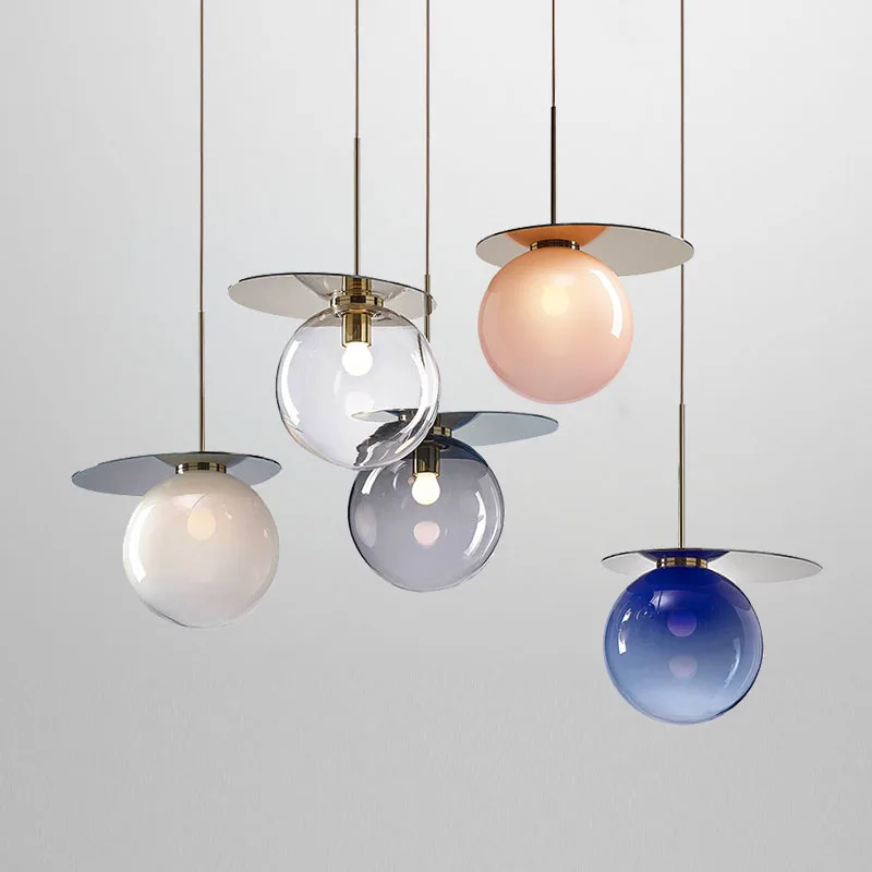 

Modern Minimalist Restaurant Chandelier Nordic Creative Bar and Clothing Store Minimalist Colored Bubble Glass Decorative Light