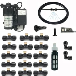 DIY Quiet Misting Cooling System Kits with DC24V Quiet Water Pump Fog Nozzle Sprayer for Patio, Garden,Greenhouse, Backyard