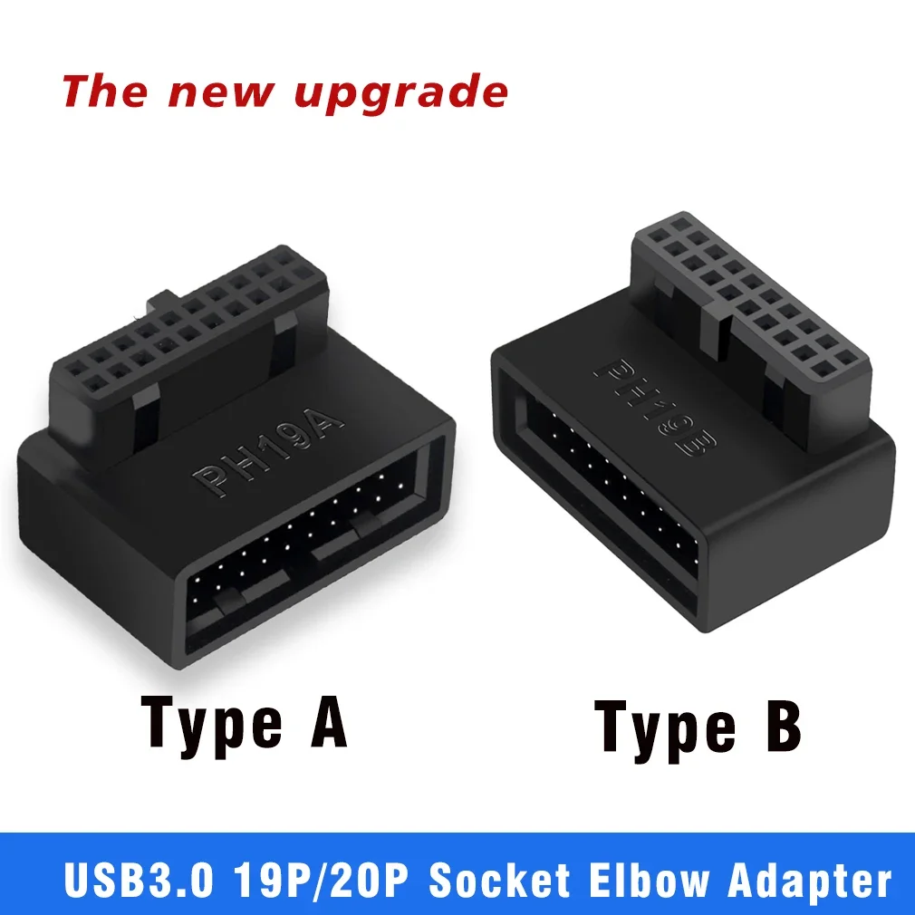 USB 3.0 19/20pin ชายหญิงอะแดปเตอร์มุม 90 องศา Converter สําหรับเมนบอร์ดเชื่อมต่อซ็อกเก็ต PH19A